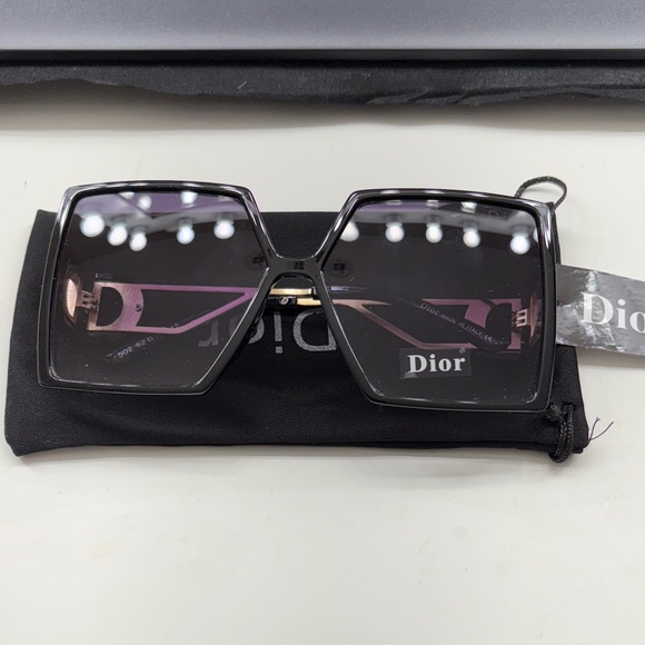 Dior Black and Pink Square Sunglasses